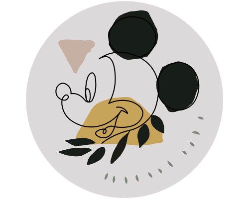 Mickey Mouse im modernen Kunststil, dargestellt auf einem Disney-Tapetenkreis.