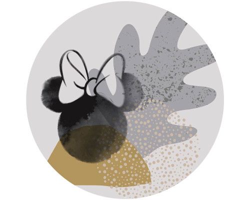 Minnie Mouse im Loop-Art-Stil, abgebildet auf einem Disney-Tapetenkreis.