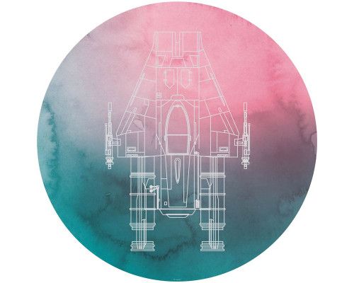 A-Wing Starfighter aus Star Wars, dargestellt auf einem dynamischen Tapetenkreis.