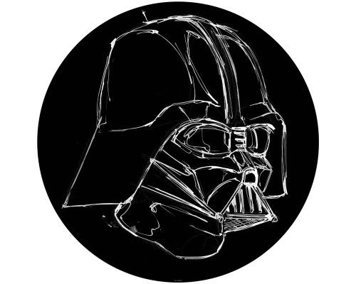 Darth Vader im Tuschestil, abgebildet auf einem Star Wars-Tapetenkreis.