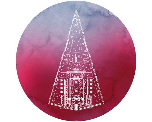 Sternenzerstörer aus Star Wars, eindrucksvoll dargestellt auf einem Tapetenkreis.