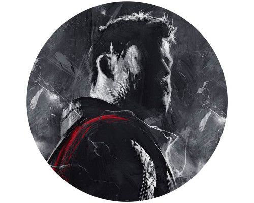 Thor im Malereistil, abgebildet auf einem Marvel-Tapetenkreis.