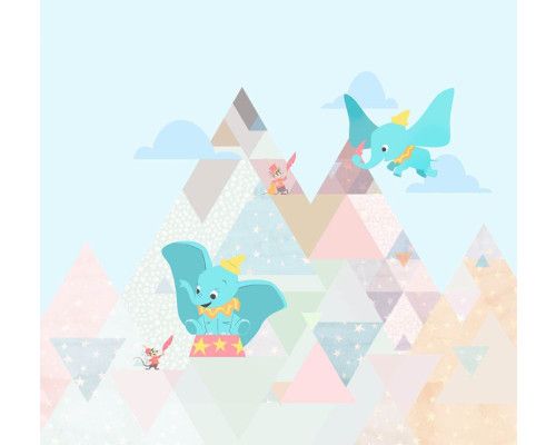 Dumbo der fliegende Elefant Fototapete, perfekt für ein klassisches Disney-Themenzimmer.