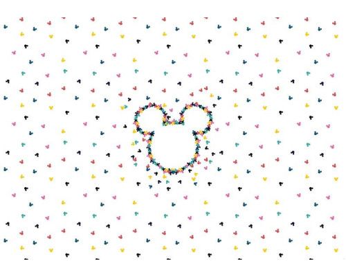 Mickey Mouse Fototapete mit farbenfrohen Szenen, ideal für ein fröhliches Zimmer.