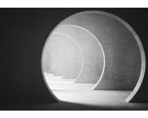 Fototapete von einem 3D-Korridor mit Flur, moderne Architektur.