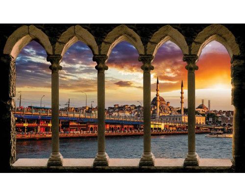 Fototapete mit einer 3D-Ansicht von Istanbul mit Säulen und Pfeilern, für einen exotischen Look.