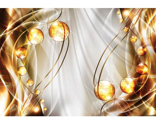 Bernsteinkunst und abstrakte Fototapete, die Gold und Silber für einen luxuriösen Look kombiniert.