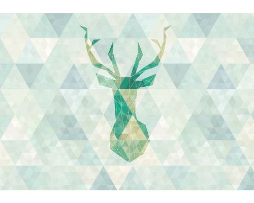 Fototapete eines abstrakten Hirsches, Tiere in geometrischem Design.