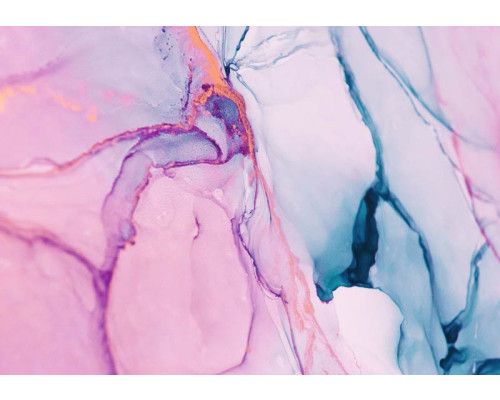 Abstrakte Fototapete mit Marmormuster in Rosa und Blau.