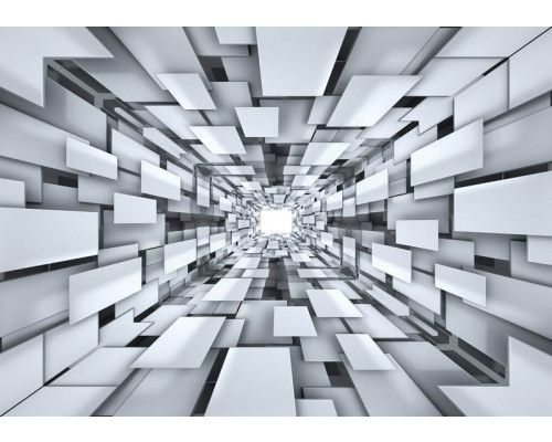 Fototapete eines abstrakten 3D-Tunnels, mit einem futuristischen und modernen Stil.