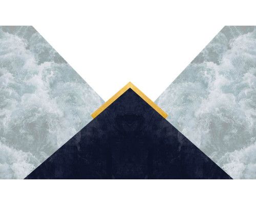 Abstrakte Fototapete mit Dreiecken und Wolken für einen modernen Look.