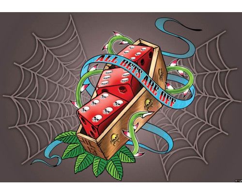 Alchemie-Graffiti mit silbernen Würfeln, Fototapete mit geheimnisvollem und hartem Look.