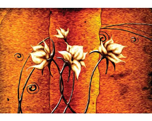 Künstlerische Blumen, abstrakte Kunst Fototapete mit malerischem Aussehen.