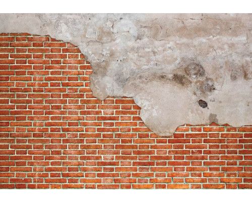 Fototapete von Ziegelwänden mit Beton und Rottönen.