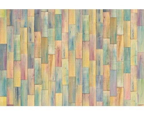 Die Fototapete mit einer bunten Mischung aus Holzmustern bringt Lebendigkeit und Textur in jeden Raum.