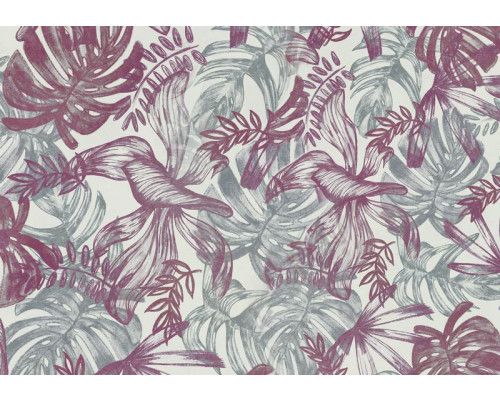 Fototapete mit Blättern in Rosa- und Grüntönen, malerisches und lebendiges Blumendesign mit weichen Details.