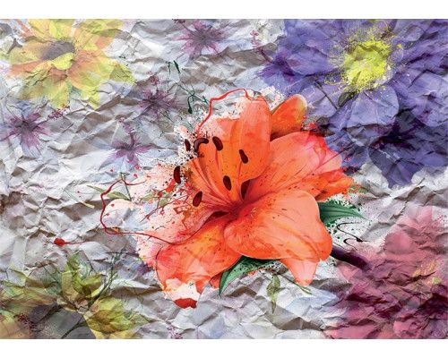 Fototapete Blume in abstrakter Papierkunst