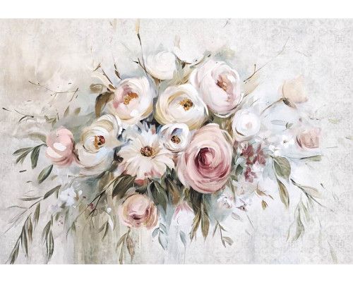 Fototapete eines Blumenstraußes auf einem konkreten Hintergrund, mit einem modernen Design.