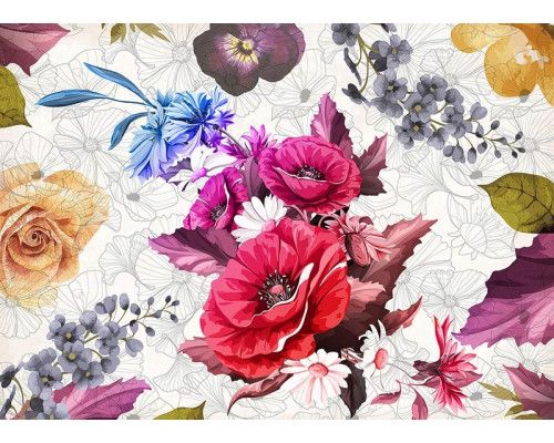 Fototapete Blumen im raffinierten Kunststil