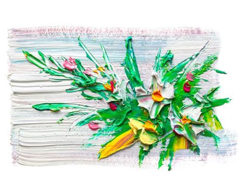 Fototapete mit Blumen in einem abstrakten Gemälde, in buntem Kunststil.