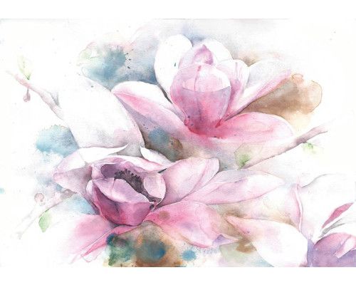 Bildtapete mit Blumen im Malstil, künstlerisch und farbenfroh.