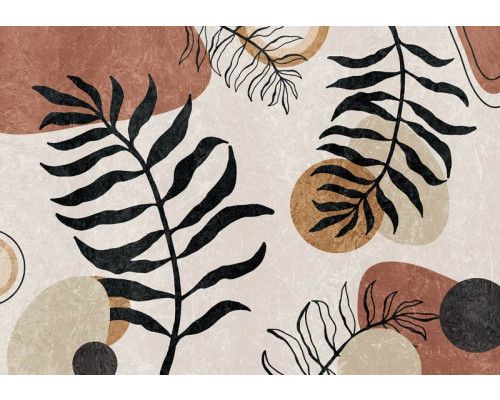 Böhmische Blätter in einem verträumten, natürlichen Stil auf dieser Fototapete, mit einem einzigartigen und künstlerischen Look.