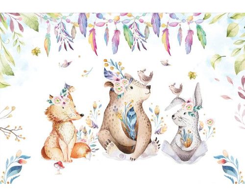 Fototapete Waldtiere für Kinderzimmer, mit Bildern von Tieren für Jungen und Mädchen.