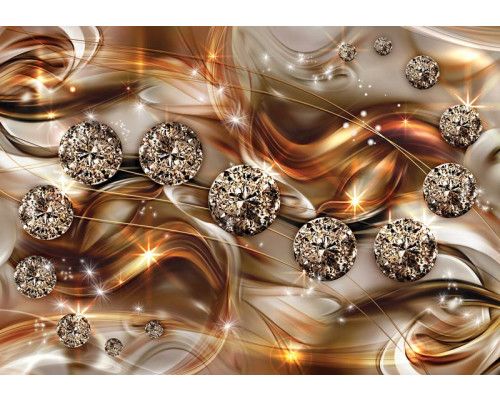 Fototapete mit luxuriös schimmernden goldenen Diamanten in abstrakter Kunst.