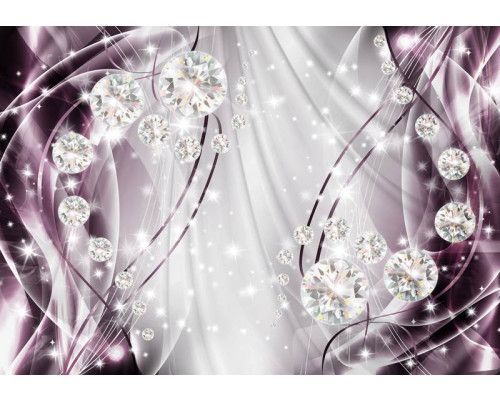 Fototapete mit lila und violetten Diamanten, abstrakter Schmuck im Schmuckstil.