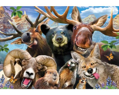 Waldtiere, verrückte Tierfototapete mit einem fröhlichen und verspielten Look für Kinder.