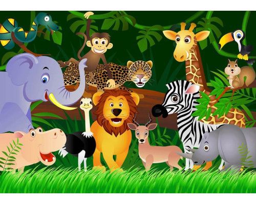 Fototapete Tierparty im Dschungel