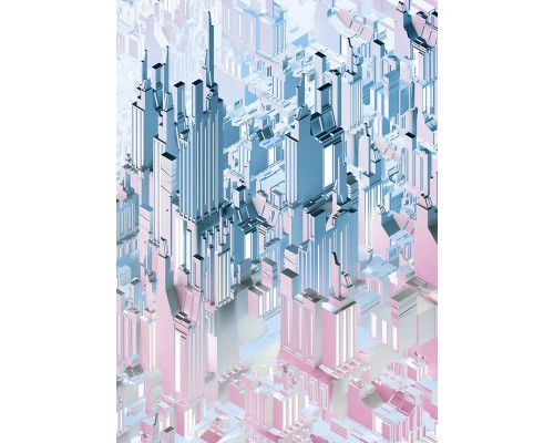 Downtown Duplex Fototapete mit einer abstrakten und modernen Darstellung von Stadtlandschaften, ideal für einen urbanen Raum.