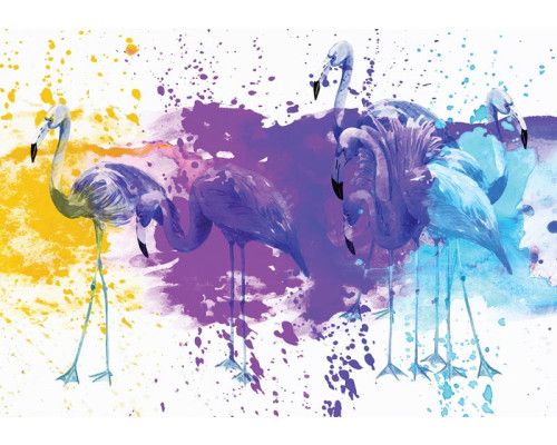Fototapete eines Flamingo-Gemäldes, mit künstlerischen Details und einer lebendigen Darstellung des Vogels.