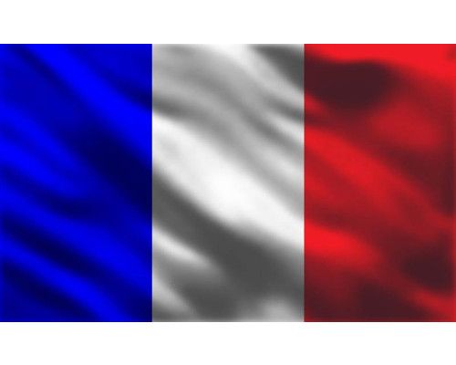 Französische Flagge auf Fototapete, blau, weiß und rot.