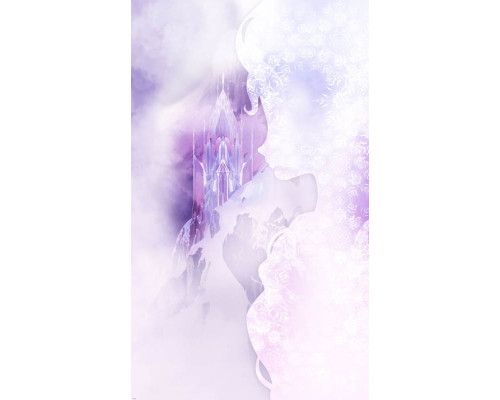 Frozen Winter Mist Fototapete zeigt eine bezaubernde Winterlandschaft mit verschneiten Bäumen und einem magischen Nebel, der durch den Wald weht.