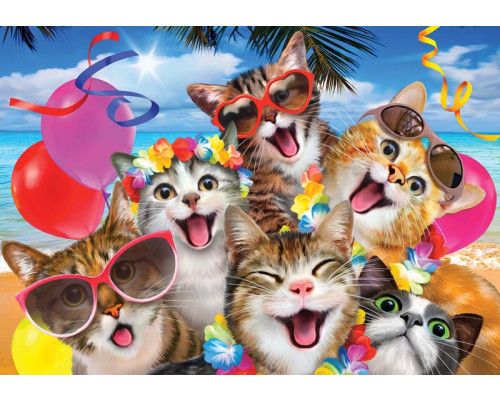 Lustige Katzen und tollwütige Tiere, Weihnachts-Fototapete mit einer fröhlichen und lustigen Atmosphäre.