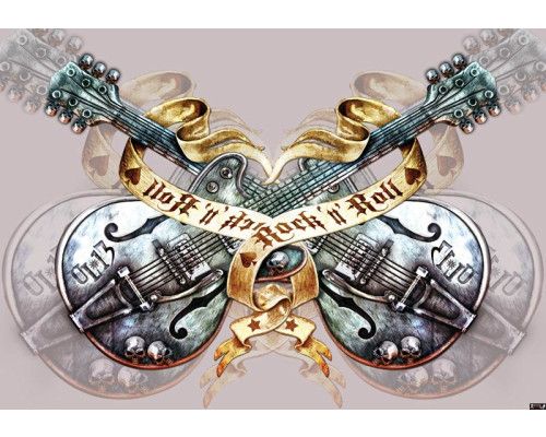 Gitarren Rock and Roll, Fototapete mit Gitarren und Heavy Metal Vibes für ein cooles Zimmer.