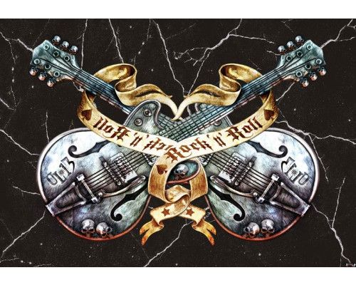 Schwarze Heavy-Metal-Rock-and-Roll-Gitarren, perfekte Fototapete für Musikliebhaber und coole Innenräume.