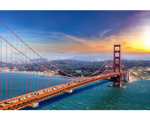 Fototapete der Golden Gate Bridge in San Francisco, ein ikonisches Bild der Stadt.
