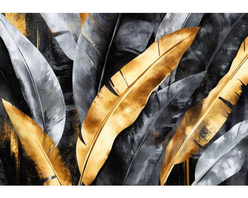 Fototapete Goldene Botanische Dschungelblätter