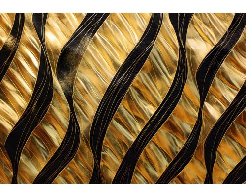 Abstrakte Fototapete mit goldenen Vorhängen in einem kunstvollen Rendering.