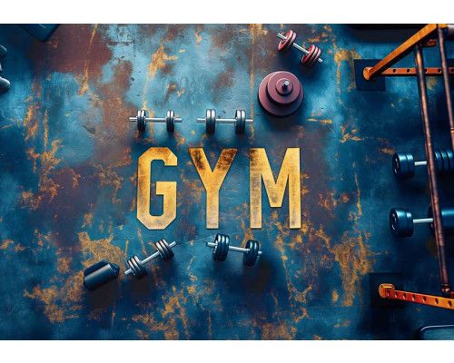 Fototapete eines Fitnessstudios mit Fitnessgeräten, ideal für Sportbegeisterte.