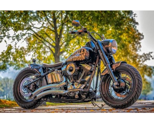 Fototapete eines Harley Davidson Motorrads, kraftvoll und stilvoll.