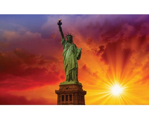 Fototapete der Freiheitsstatue in New York, amerikanische Ikone.