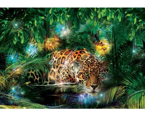 Dschungelpanther und Gepard in der Natur auf Fototapete, für einen abenteuerlichen Effekt.