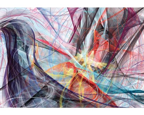 Farbenfrohe abstrakte Fototapete mit moderner Kunst und leuchtenden Farben, ideal für einen einzigartigen Raum.