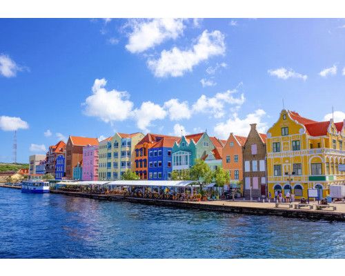 Fototapete mit den bunten Häusern der Handelskade in Willemstad auf Curaçao.