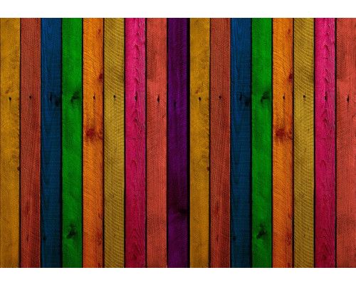Fototapete von bunten Regalen in Holzoptik, Industriedesign.