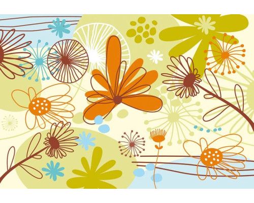 Ein abstraktes Ornament mit floralem Muster auf einer Fototapete.