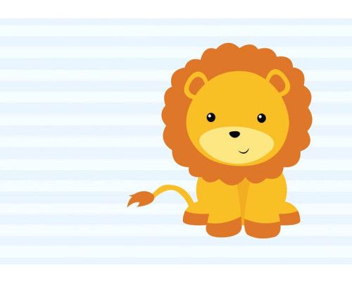 Fototapete mit Löwen in einem Babyzimmer, mutig und farbenfroh.